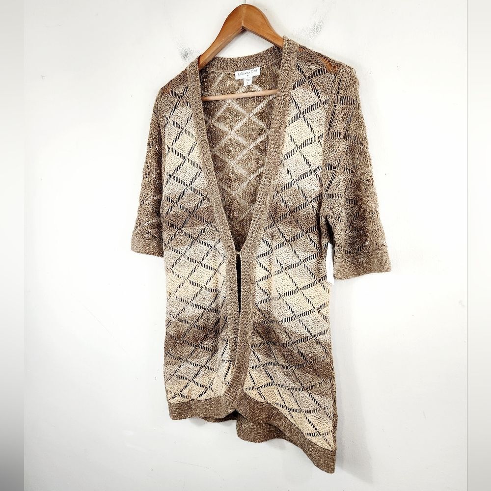 Coldwater Creek Openfront Knit Cardigan in Beige and Brown